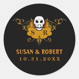 Hochzeitsticker - Halloween-Schädel Runder Aufkleber