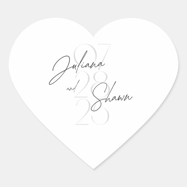 Hochzeitsticker Herz-Aufkleber (Vorderseite)