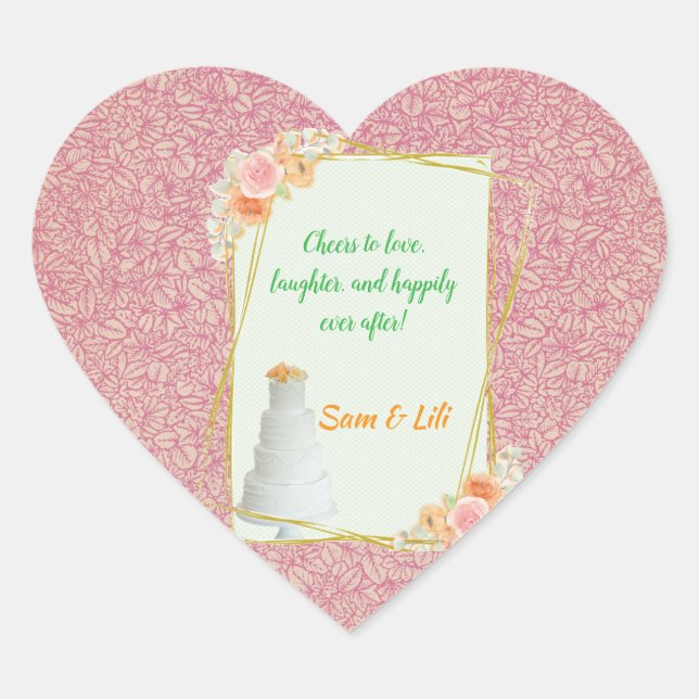 Hochzeitsticker Herz-Aufkleber (Vorderseite)