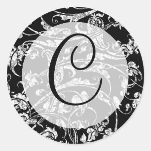 Hochzeitsticker, Monogramm C Runder Aufkleber