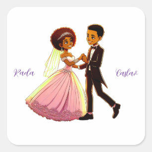 Hochzeitsticker Quadratischer Aufkleber