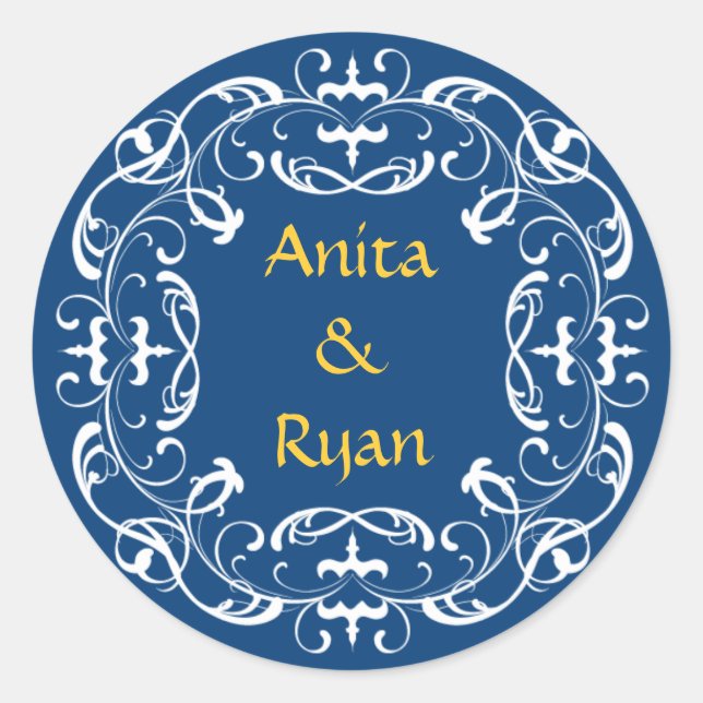 Hochzeitsticker - Romantik Runder Aufkleber (Vorderseite)