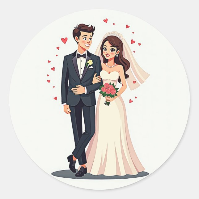 Hochzeitsticker Runder Aufkleber (Vorderseite)