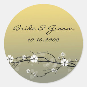 Hochzeitstickerblütenzweig Runder Aufkleber
