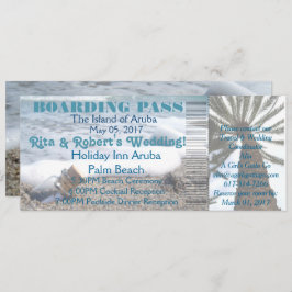 Hochzeitsticket für den Boarding in einer Flasche Einladung