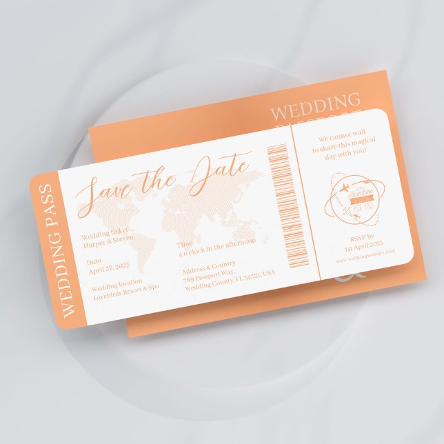 Hochzeitsticket Pass Orange Einladung (Von Creator hochgeladen)