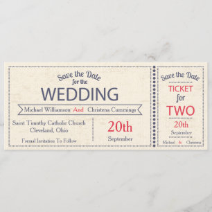 Hochzeitsticket Save The Date Ankündigung