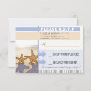 Hochzeitstickets für Strandsterne RSVP Karte