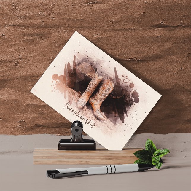 Hochzeitstiefel durch die Wasserfarbe des Holzpfah Postkarte (Von Creator hochgeladen)