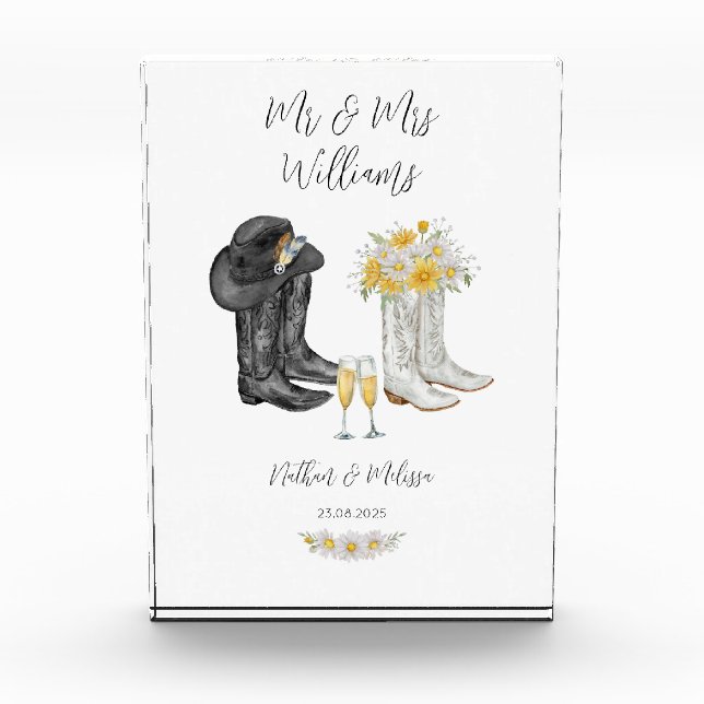 Hochzeitstiefel für Western Fotoblock (Vorderseite)