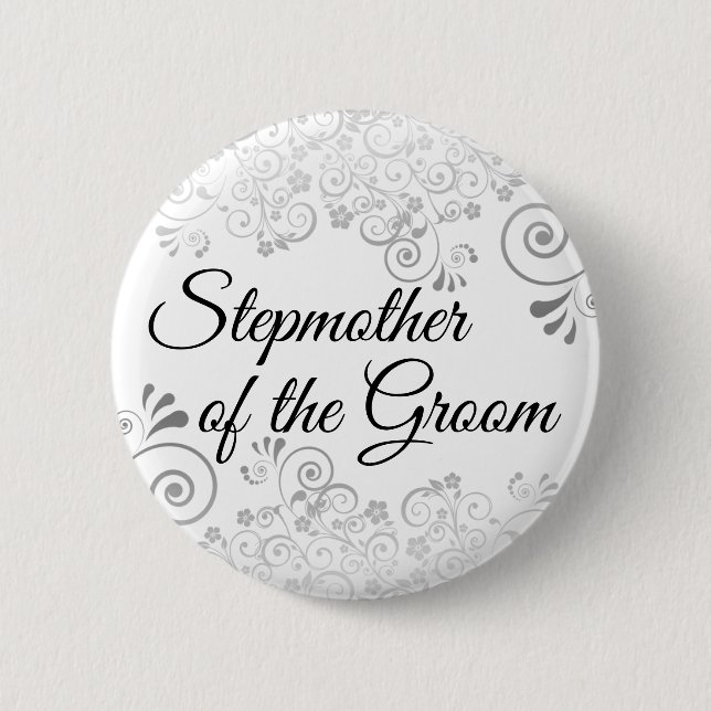 Hochzeitstiefmutter des Groom Silver Filigree Button (Vorderseite)
