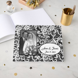 Hochzeitstil auf Schwarz mit Foto Gästebuch