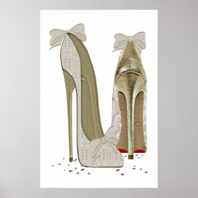 Hochzeitstiletto High Heels Art Poster (Vorne)