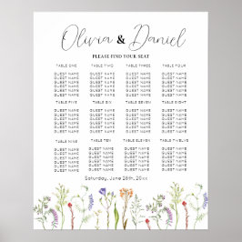 Hochzeitstisch 12 Wildblumen Blumenstühle Poster