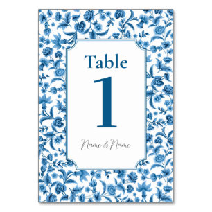 Hochzeitstisch Chintz Blue & White Floral Ditsy Tischnummer