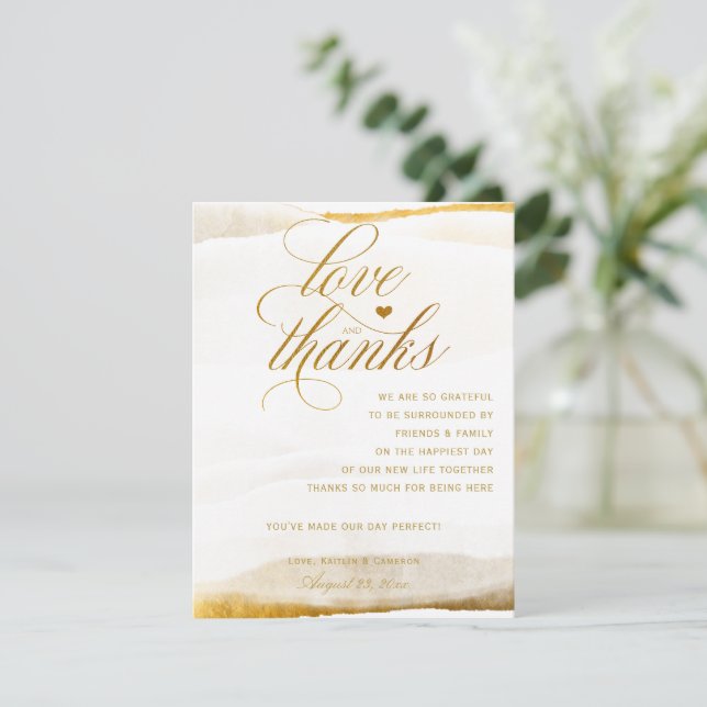 Hochzeitstisch Danke Karten | Gold Foil Marmor (Stehend Vorderseite)