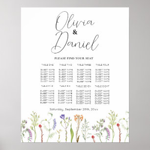 Hochzeitstisch für 8 Wildblumen Blumenbeete Poster