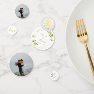 Hochzeitstisch für moderne geometrische Greenerie Konfetti