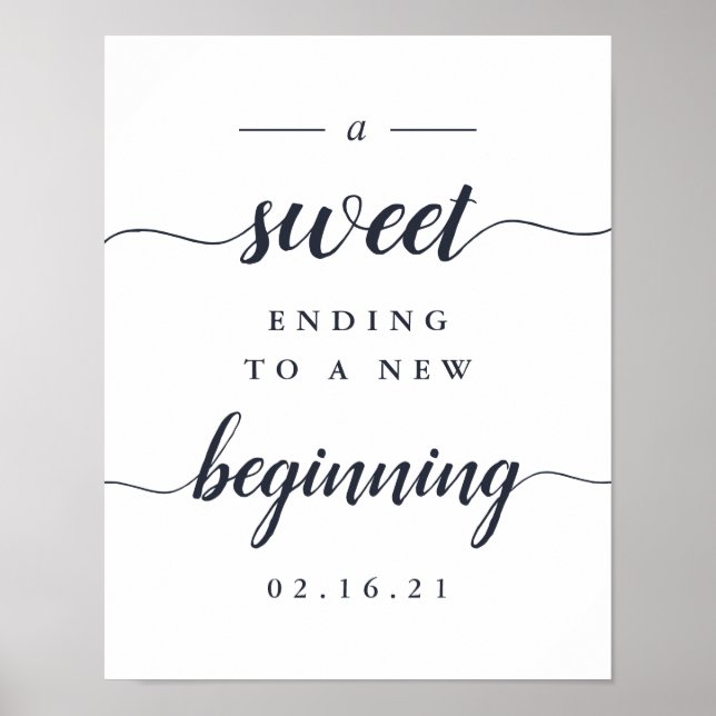 Hochzeitstisch für Navy & White Calligraphy Poster (Vorne)