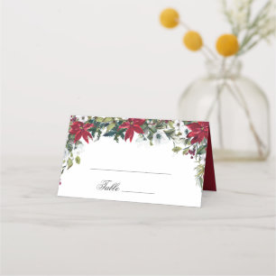 Hochzeitstisch für Rote Poinsettia Wasserfarben Platzkarte