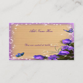 Hochzeitstisch für Rustikal-Holz-Lila-Blütenschmet Platzkarte