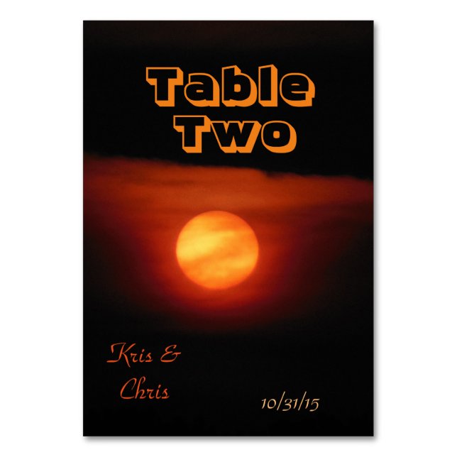 Hochzeitstisch für Vollernte Monde Tischnummer (Vorderseite)