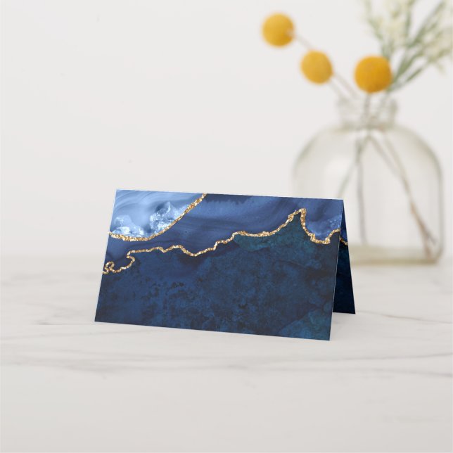 Hochzeitstisch mit moderner Goldnacht Platzkarte (Vorderseite)