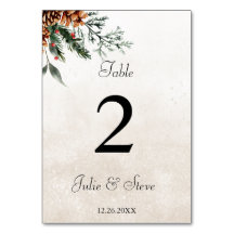 Hochzeitstisch Nummer aus Tannenzapfen