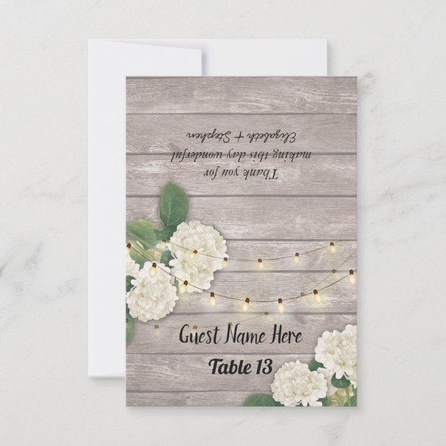 Hochzeitstisch Nummer Begleiter Hydrangea Rustikal Einladung (Vorderseite)