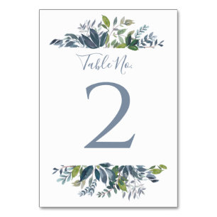 Hochzeitstisch Nummer Dusty Blue Greenery 2 Tischnummer