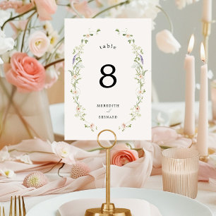 Hochzeitstisch-Nummer im rustikalen Vintage-Wildbl Tischnummer