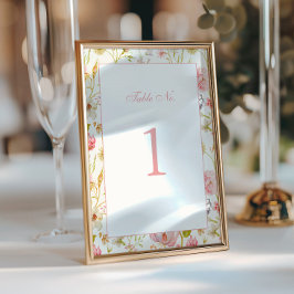 Hochzeitstisch-Nummer im Vintage-Blumenmuster