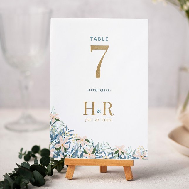 Hochzeitstisch-Nummer Initialen Datum Wilde Blumen Tischnummer (Von Creator hochgeladen)