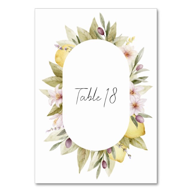 Hochzeitstisch-Nummer Olivenhain Tischnummer (Vorderseite)
