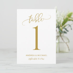 Hochzeitstisch Nummer Spaß Gold Kalligrafie Einladung