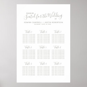 Hochzeitstisch-Plan für graue Skripte Poster
