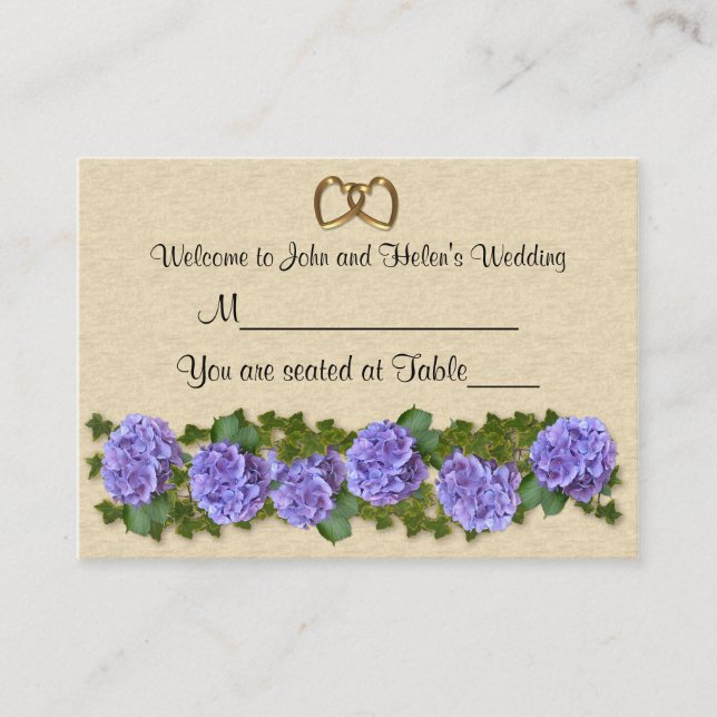 Hochzeitstisch-Platzkarte-Hydrangeas Platzkarte (Vorderseite)