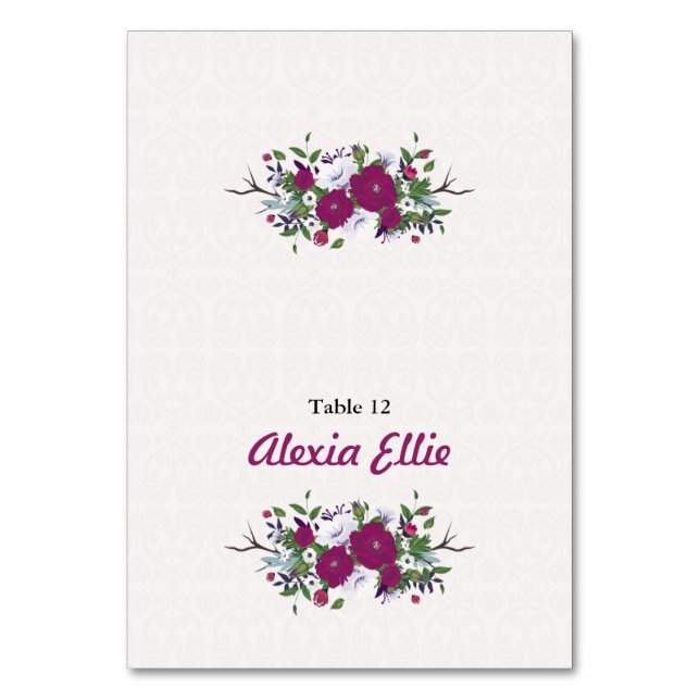 Hochzeitstisch-Platzkarte Tischnummer (Vorderseite)