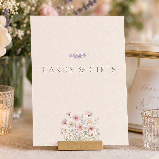 Hochzeitstisch-Schild für Karten & Geschenke mit W (Wildflowers Wedding Cards & Gifts Table Sign)