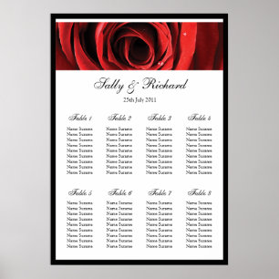 Hochzeitstisch-Sitzplan für rote Rosen Poster