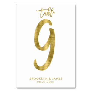Hochzeitstisch Zahlen Goldfolie-Effekt Nummer 9 Tischnummer