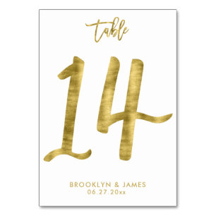 Hochzeitstisch Zahlen Goldfolien-Effekt Nummer 14 Tischnummer