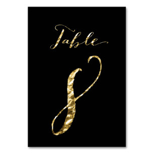 Hochzeitstisch Zahlen Schwarz Goldfolie Nr. 8 Tischnummer