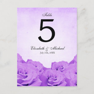 Hochzeitstischnummer im Design einer antiken viole Postkarte