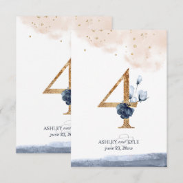 Hochzeitstischnummer in Navy, Blush und Gold Einladung