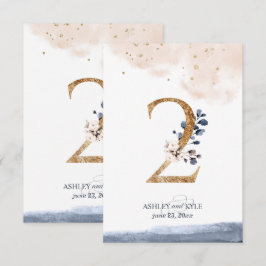 Hochzeitstischnummer in Navy, Blush und Gold Einladung