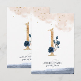 Hochzeitstischnummer in Navy, Blush und Gold Einladung