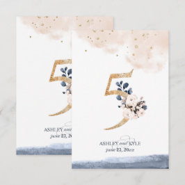Hochzeitstischnummer in Navy, Blush und Gold Einladung