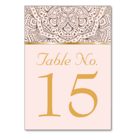 Hochzeitstischnummern | Boho Floral Mandala Gold Tischnummer
