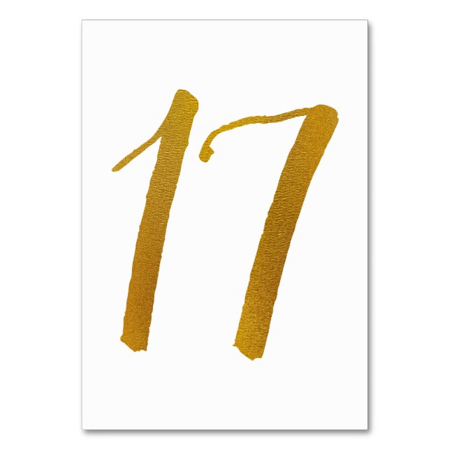 Hochzeitstischnummern - Casual Brush-Schrift -17 Tischnummer (Vorderseite)